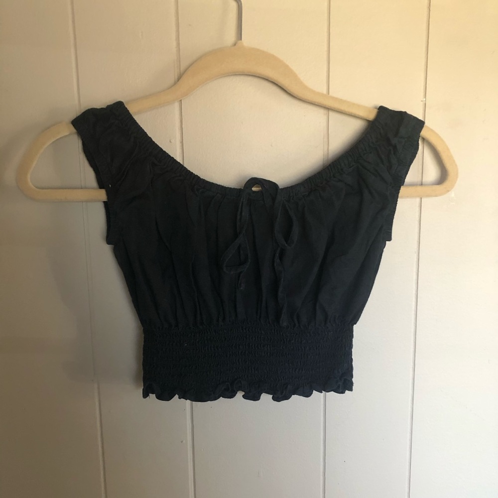 off the shoulder cropped shirt
